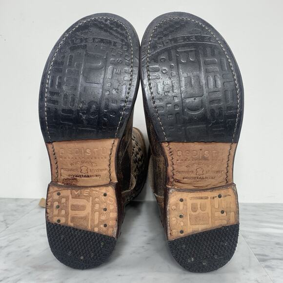 BED STU Cobbler Series Moto Boots Women 6 Brown Leather Studded Distressed NWT - Picture 6 of 12